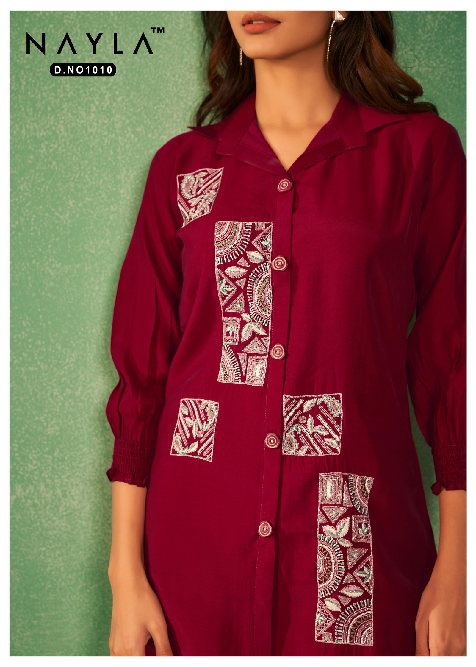 1010 Nayla Size Set Designer Work Ladies Top With Bottom Cord Set Wholesalers In Delhi